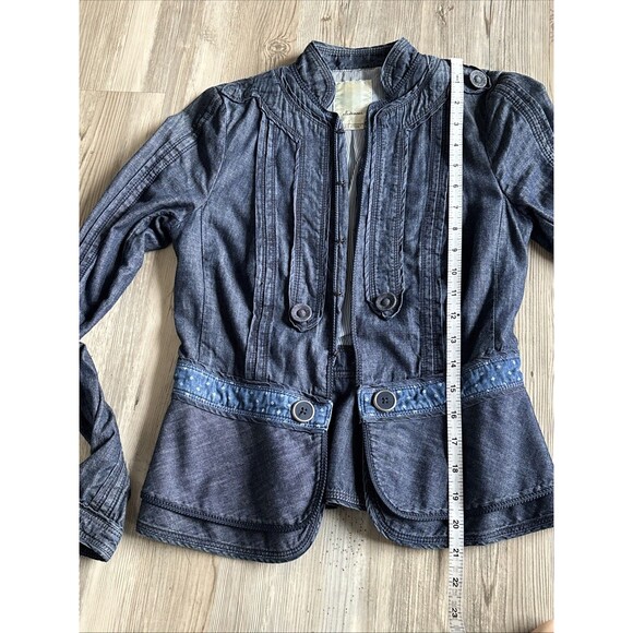 Anthropologie Elevenses  Light Academia Boho Hippie Indie Jean Blazer Size 0 - Picture 5 of 12